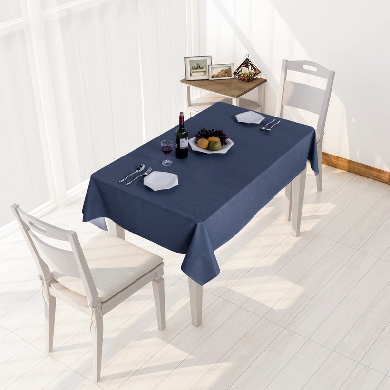sancua 100% Waterproof Rectangle PVC Tablecloth - 60 x 84 Inch - Oil Proof Spill Proof Vinyl Table Cloth, Wipe Clean Table Cover for Dining Tables, Buffet Parties and Camping, Greyish Blue - Image 2